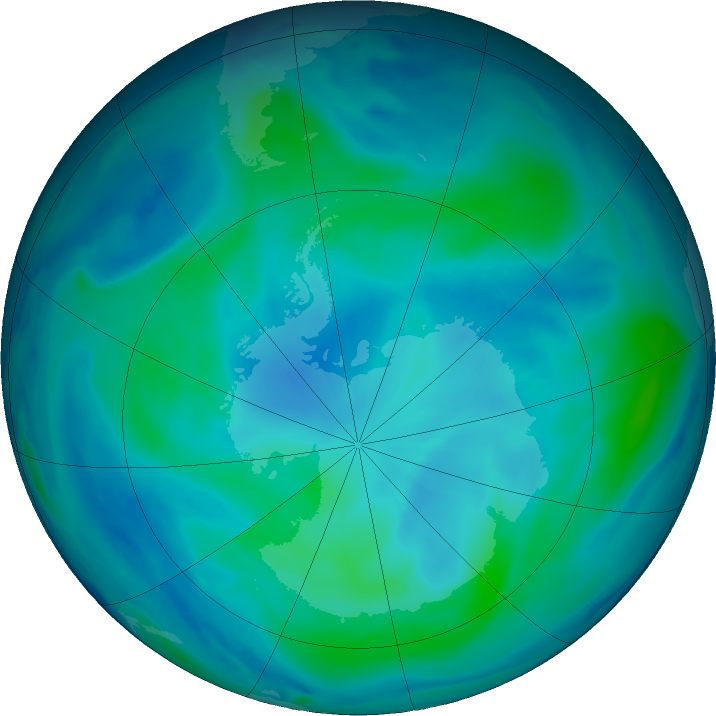 Antarctic ozone map for 25 February 2023